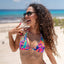 Neon tropical floral triangle bikini top